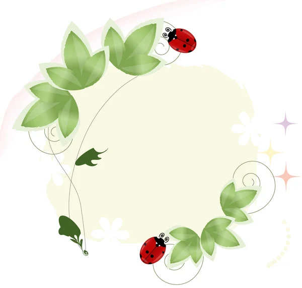 Ladybugs on green leaves — Stock Vector