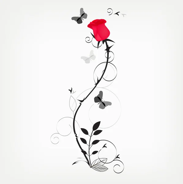 Ornament with a red rose — Stock Vector