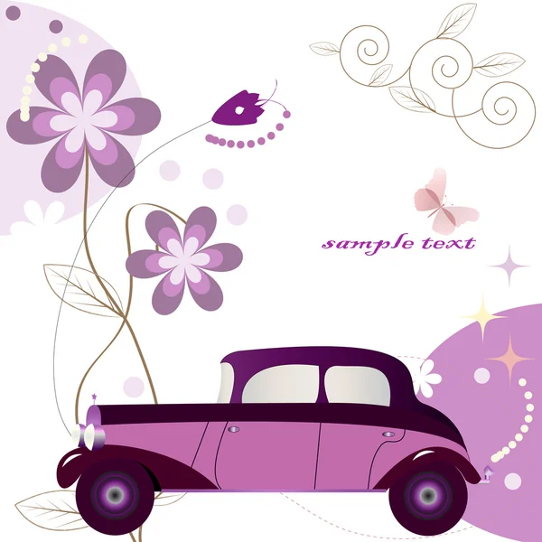 Carro retro roxo —  Vetores de Stock