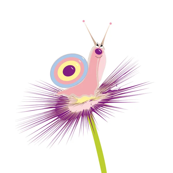 Schnecke auf einer Blume — Stockvektor