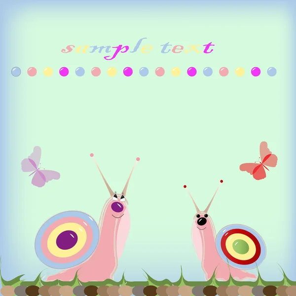 Two funny snail, mother and child — Stock Vector