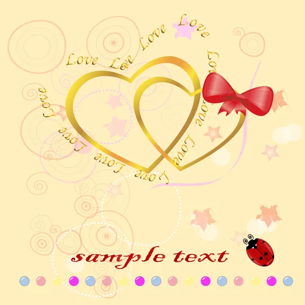 Two gold hearts — Stock Vector