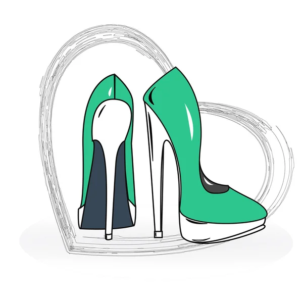 Women's shoes in the heart — Stock Vector