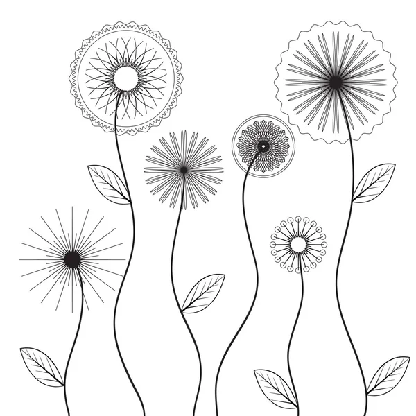 Векторні квіти, чорно-білий Ліцензійні Стокові Вектори
