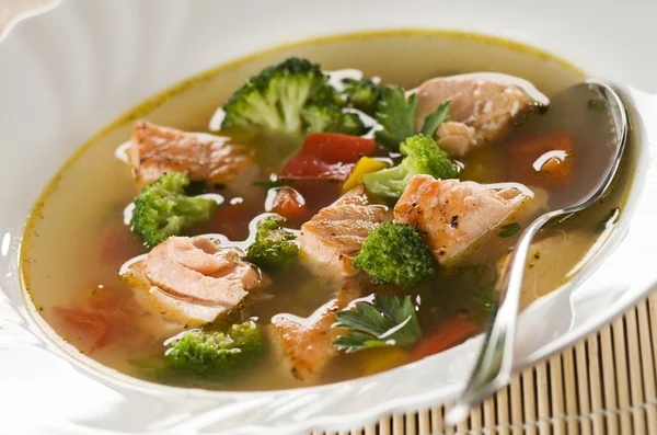 Salmon soup — Stock Photo, Image