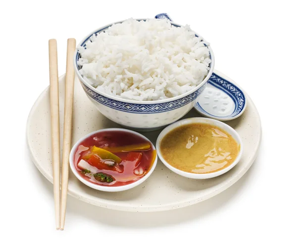 Rýže s omáčkami — Stock fotografie