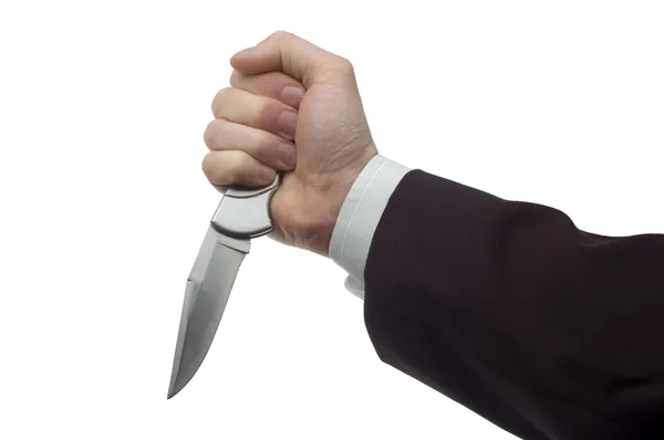 Kniv i man hand — Stockfoto