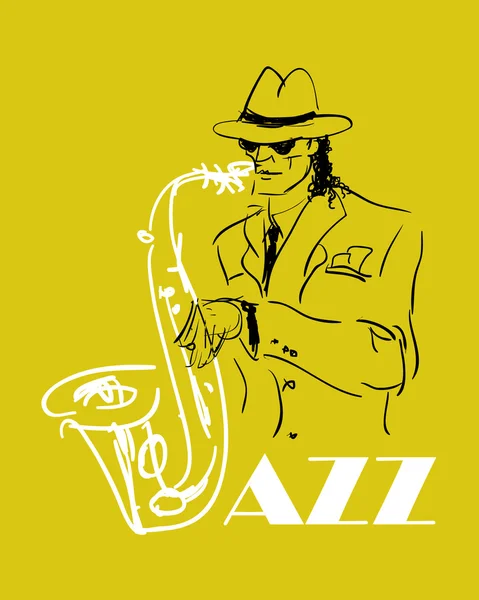 The saxophone player — Stock Vector