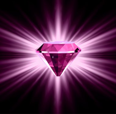 Pink diamond on bright background. Vector