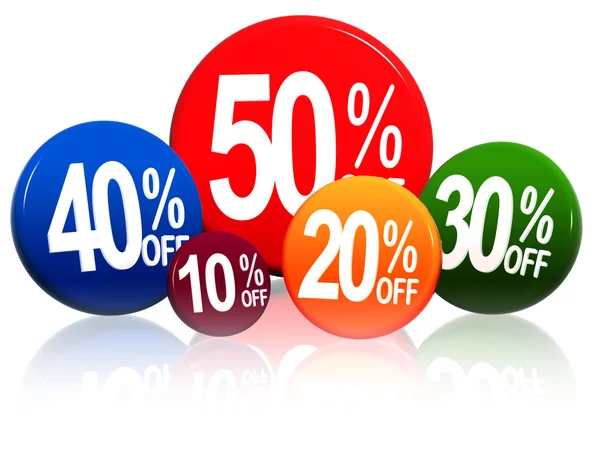 Olika procentsatser i färg cirklar — Stockfoto