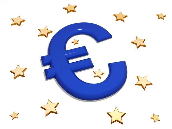 Euro in the middle of stars — Stock Photo, Image