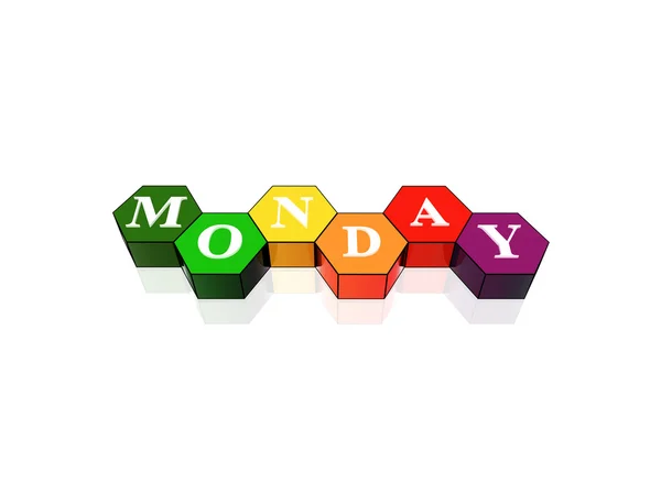 Måndag i 3d färgade hexagoner — Stockfoto