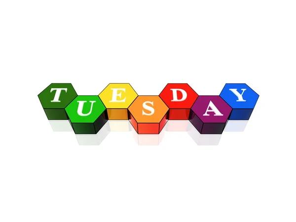 Terça-feira em 3d hexágonos coloridos — Fotografia de Stock