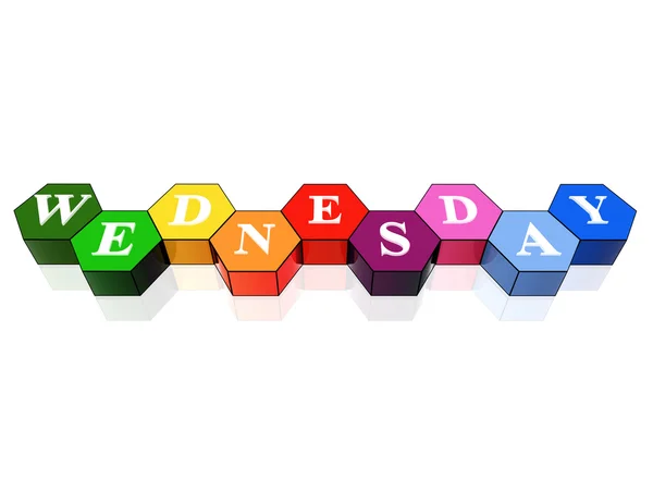 Quarta-feira em 3d hexágonos coloridos — Fotografia de Stock
