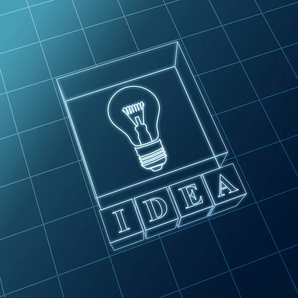 Ideia azul e lâmpada — Fotografia de Stock
