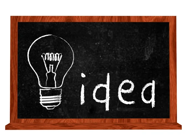 Idea and bulb on blackboard — Stock Photo, Image