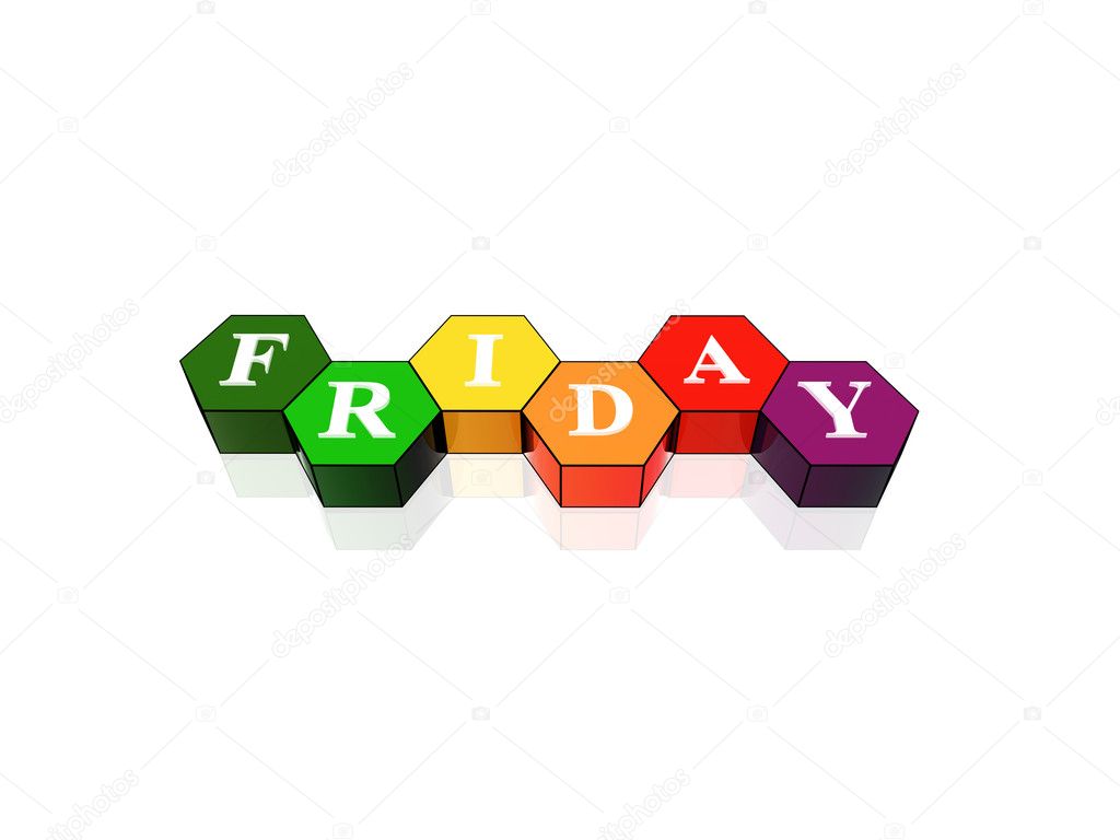 Friday in 3d coloured hexagons