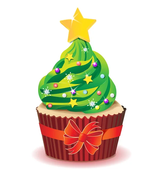 Kerstmis muffin met kerstboom — Stockfoto