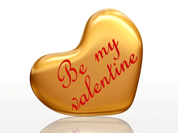 Sé mi San Valentín en corazón dorado — Foto de Stock