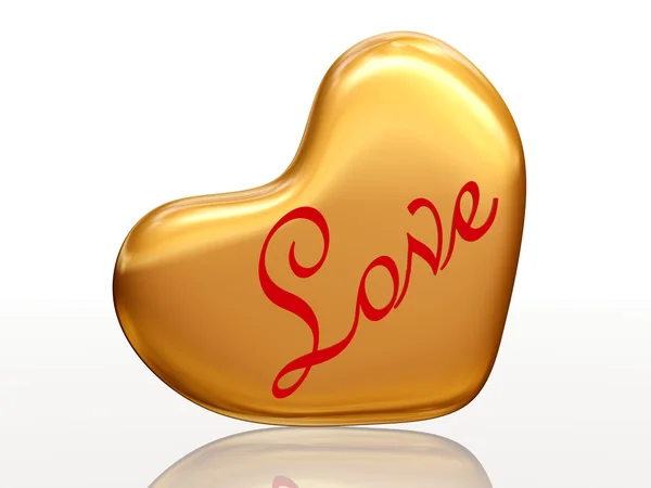 Liefde in gouden hart — Stockfoto