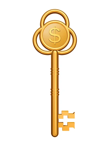 Golden key with dollar — Stock Photo, Image