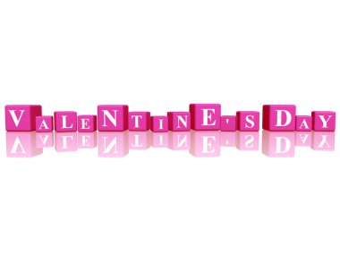 Valentines day in 3d cubes clipart