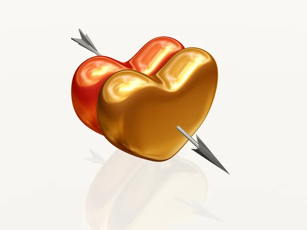 Two hearts with arrow — Stock Photo, Image