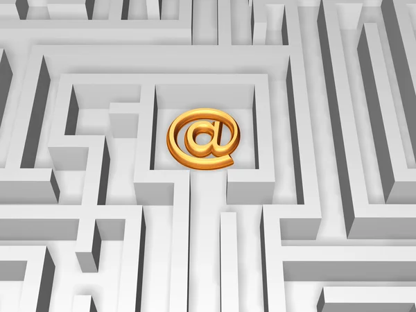 Símbolo de e-mail no labirinto — Fotografia de Stock