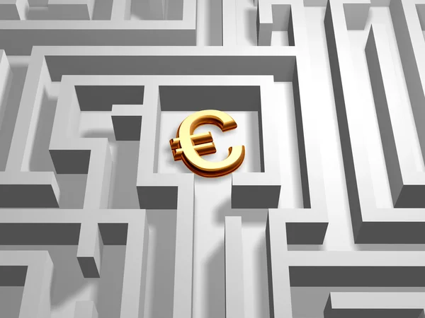 Euro in labyrinth — Stock Photo, Image