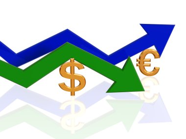 Dollar and euro arrows clipart