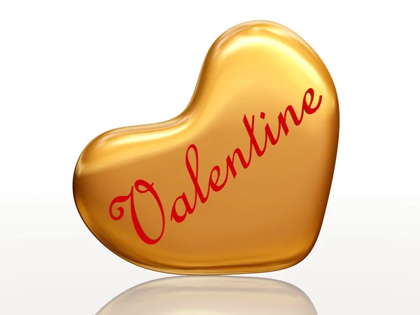 Valentine in golden heart — Stock Photo, Image