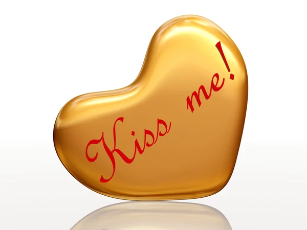 Kiss me in golden heart — Stock Photo, Image