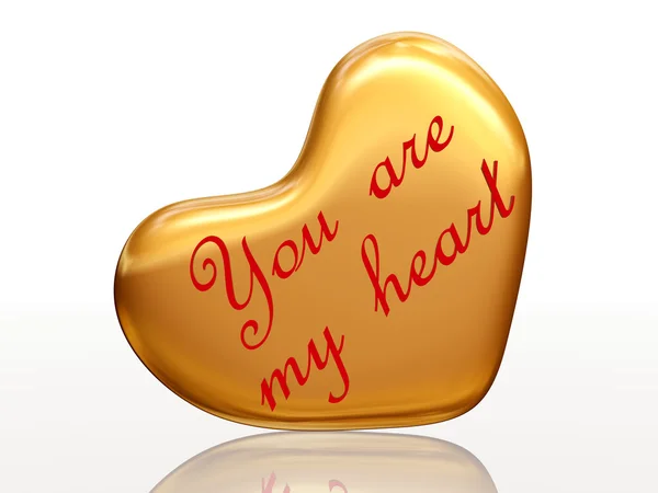 You are my heart in golden heart — Stock Photo, Image