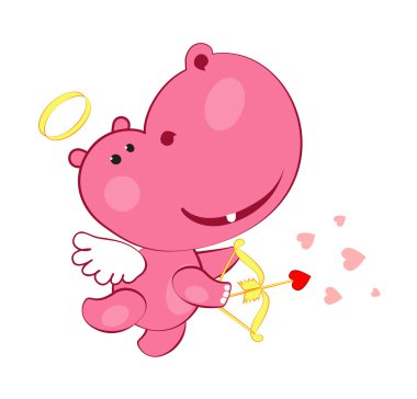 Sweet cupid hippopotamus clipart