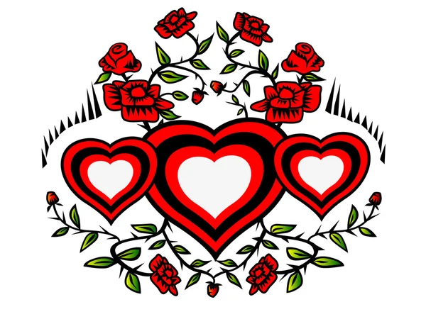 Wreath of hearts and roses — Stock Photo, Image