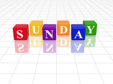 Sunday in 3d coloured cubes clipart