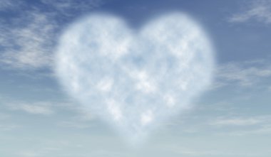 Heart cloud in blue sky clipart