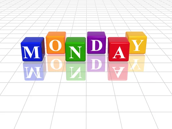 Maandag in 3D-gekleurde kubussen — Stockfoto