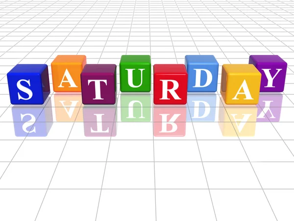 Saturday in 3d coloured cubes — Stock Photo, Image