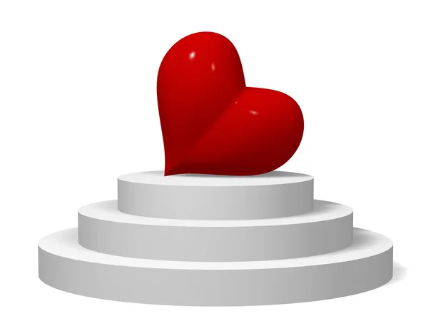 Det röda hjärtat på en piedestal — Stockfoto