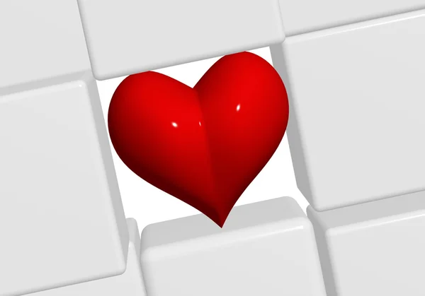 The red heart in grey cubes 2 — Stock Photo, Image