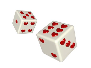 Dice with hearts clipart