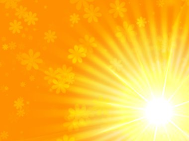 Sun yellow light with flowers clipart