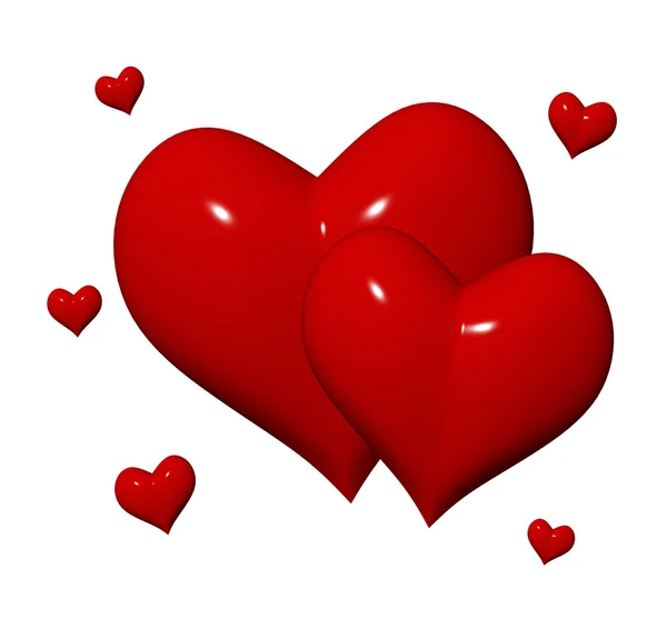 Красные сердца 3d — стоковое фото