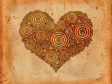 Heart of tree rings old paper background clipart