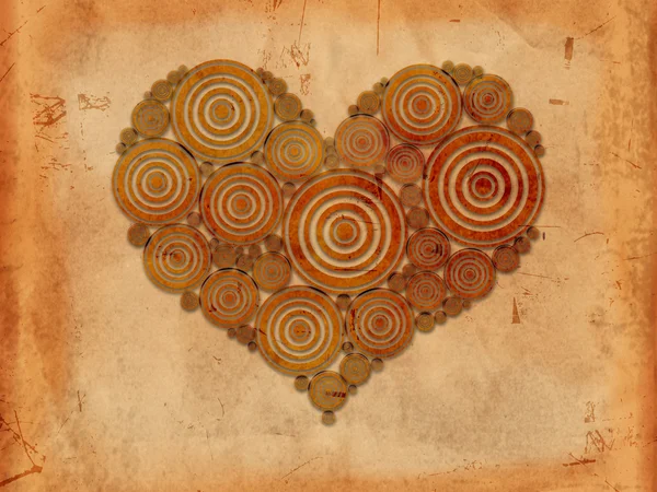 Heart of tree rings old paper background — Stock Photo, Image
