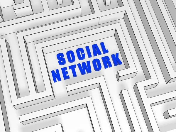 Social network blu nel labirinto — Foto Stock