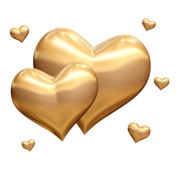 Corações dourados 3d — Fotografia de Stock