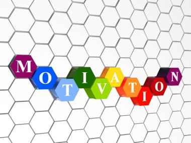 Motivation in colour hexahedrons in cellular structure clipart