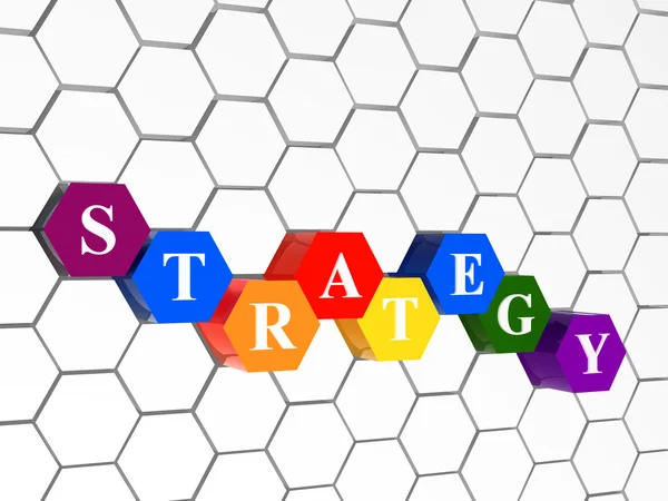 Strategy in colour hexahedrons in cellular structure — Stock Photo, Image